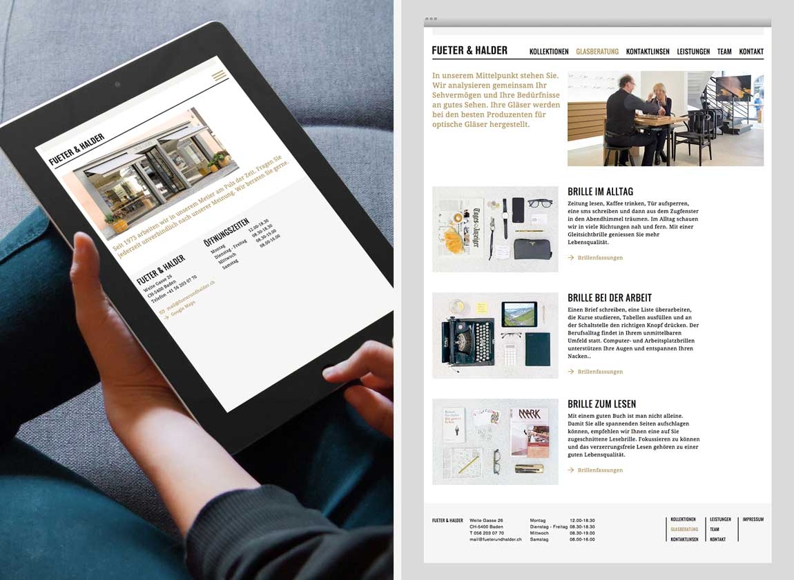 GoeldiWeb Portfolio - Fueter & Halder Optik Baden 